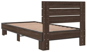 vidaXL Πλαίσιο Κρεβατιού Καφέ Δρυς 100x200 εκ. Επεξ. Ξύλο & Μέταλλο