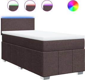 vidaXL Κρεβάτι Boxspring με Στρώμα Σκούρο Καφέ 100x200 εκ. Υφασμάτινο