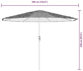 Ομπρέλα Κήπου με LED/Ξύλινο Ιστό Χρώμα της Καφέ 388x388x248 εκ. - Καφέ