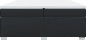 vidaXL Κρεβάτι Boxspring με Στρώμα Μαύρο 200x200 εκ. Συνθετικό Δέρμα