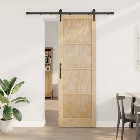 vidaXL Συρόμενη Πόρτα Φυσικό και μαύρο 78 x 232 cm