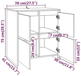 Ντουλάπια 2 τεμ. Καπνιστή Δρυς 70 x 41 x 75 εκ. από Μοριοσανίδα - Καφέ