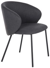 DINING CHAIR ISIAH  GREY FABRIC-BLACK METAL LEGS 56x56x76Hcm.