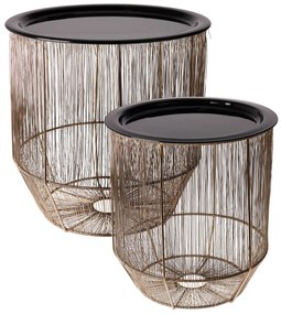 Σετ Τραπεζάκια Βοηθητικά με διαστάσεις 35x35.5cm και 30x32cm - Μέταλλο - Gold/Black - 2 τεμάχια