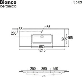 Bianco Ceramica Flat 36121 121x46 - Νιπτήρας μπάνιου
