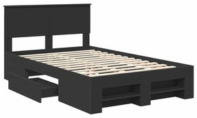 vidaXL Σκελετός Κρεβατιού Μαύρο 137 x 203 εκ. Επεξεργασμένο ξύλο