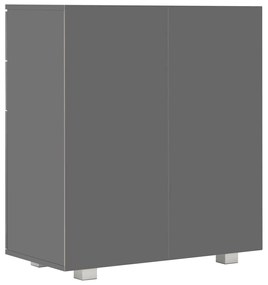 vidaXL Μπουφές Ψηλός Γυαλιστερός Γκρι 71x35x80 εκ. Επεξεργασμένο Ξύλο