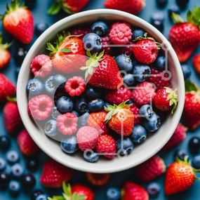 Σετ των 2 Intra Συλλεκτικό Ξύλινο Παζλ Plywood 4mm - Νόστιμο μπολ με φρέσκες φράουλες και βατόμουρα Σε Ξύλινο Κουτί - Διαστάσεις: 10x10 cm – 25 κομμάτια