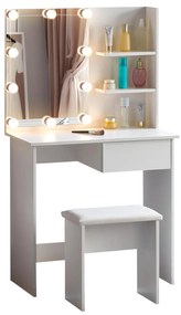 ΤΟΥΑΛΕΤΑ ΜΕ ΦΩΤΙΣΜΟ LED & ΡΑΦΙΑ LAURYN HM2501.03 ΜΕΛΑΜΙΝΗ ΣΕ ΛΕΥΚΟ 75x40x134.5Υεκ