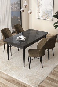 Dining Table &amp; Chairs Set (5 Pieces) Arp - Black Marble, Brown Black Marble
Brown