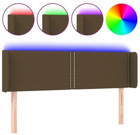 vidaXL Κεφαλάρι Κρεβατιού LED Σκούρο Καφέ 147x16x78/88 εκ. Υφασμάτινο