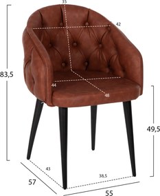 ΠΟΛΥΘΡΟΝΑ LORETTA HM9271.53 ΜΕ ΤΑΜΠΑ ΤΕΧΝΟΔΕΡΜΑ &amp; ΞΥΛΙΝΑ ΜΑΥΡΑ ΠΟΔΙΑ 53x60x82Υεκ.