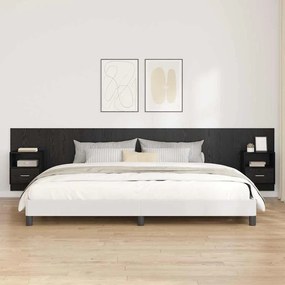 vidaXL Κεφαλή κρεβατιού με κομοδίνο 3 pcs Μαύρη Οξυά
