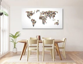 Εικόνα χάρτη του κόσμου που αποτελείται από ανθρώπους - 120x60