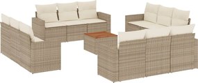 vidaXL Σετ Καναπέ Κήπου 13τεμ Μπεζ Συνθ. Ρατάν με Μαξιλάρια