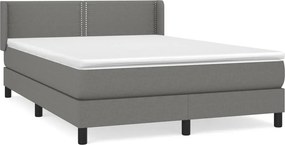 vidaXL Κρεβάτι Boxspring με Στρώμα Σκούρο Γκρι 140x200 εκ Υφασμάτινο