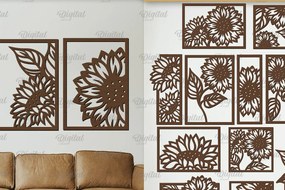 Intra απο ξύλο plywood 3mm-4mm πάχος – Πακέτο κοπής Laser Art Wall Art Sunflowers Δίασταση 40x30 cm INTRAFABR-100477600