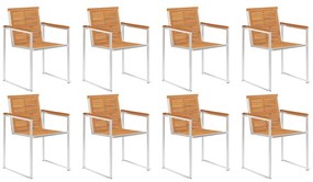 vidaXL Καρέκλες Κήπου 8 τεμ. από Μασίφ Ξύλο Ακακίας με Μαξιλάρια