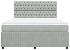 vidaXL Κρεβάτι Boxspring με Στρώμα Ανοιχτό Γκρι 180x200 εκ. Βελούδινο