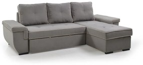 Γωνιακός καναπές κρεβάτι, Bella γκρι, με αποθηκευτικό χώρο 264x91x162cm αναστρέψιμος – ΒΕΑ-TED-044