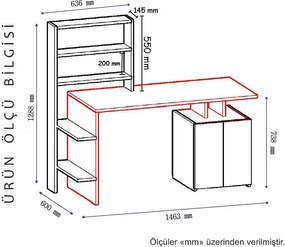 Γραφείο Λευκό / Ανθρακί MELIS 146,3x60x73,8