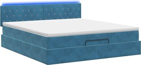 vidaXL Κρεβάτι Ottoman με Στρώμα και LED Σκούρο Μπλε 140 x 200 cm
