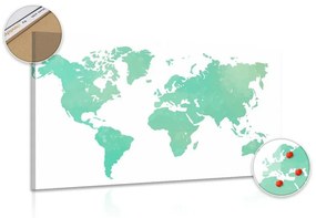 Εικόνα στον παγκόσμιο χάρτη φελλού σε πράσινη απόχρωση - 120x80  peg
