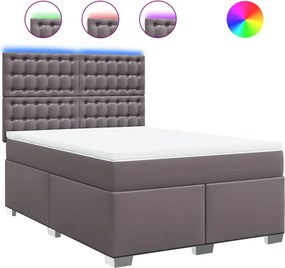 vidaXL Κρεβάτι Boxspring με Στρώμα Γκρι 160x200εκ. από Συνθετικό Δέρμα