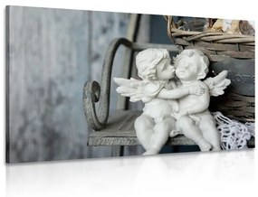 Εικόνα αγαλματίδια αγγέλων σε ένα παγκάκι - 90x60