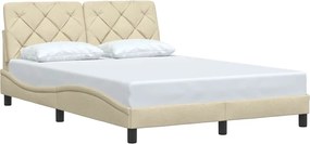 vidaXL Σκελετός Κρεβατιού Χωρίς Στρώμα Κρεμ 140x200 εκ.Υφασμάτινο