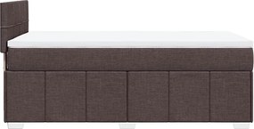 vidaXL Κρεβάτι Boxspring με Στρώμα Σκούρο Καφέ 90x200 εκ. Υφασμάτινο