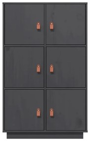 vidaXL Ντουλάπι Ψηλό Γκρι 67x40x108,5 εκ. από Μασίφ Ξύλο Πεύκου