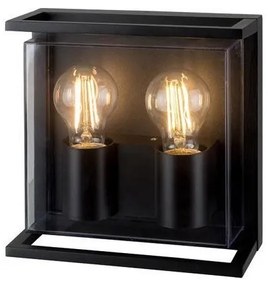 Απλίκα Φωτιστικό Τοίχου 2xE27 Μαύρο 22x22x9,5cm IP65 145-20635 Eurolamp-145-20635-Μαύρο 145-20635