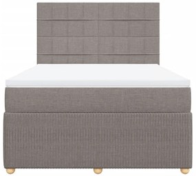 Κρεβάτι Boxspring με Στρώμα Taupe 140x190 εκ. Υφασμάτινο - Μπεζ-Γκρι