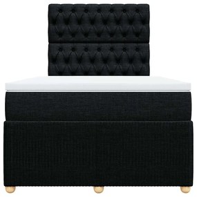 vidaXL Κρεβάτι Boxspring με Στρώμα Μαύρο 120x190 εκ. Υφασμάτινο