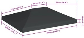vidaXL Κάλυμμα για Κιόσκι Γκρι 4 x 3 μ. 310 γρ./μ²