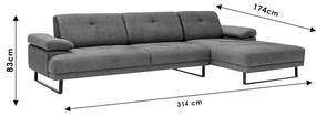 Γωνιακός καναπές με αριστερή γωνία PWF-0586 pakoworld ύφασμα κεραμιδί 314x174x83εκ - Ύφασμα - 071-001465