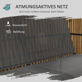 Outsunny Σετ επίπλων κήπου 4 τεμαχίων, 2 πολυθρόνες, καναπές 2 θέσεων, τραπέζι με γυάλινη επιφάνεια, αναπνέον ύφασμα, μεταλλικός σκελετός, μαύρο