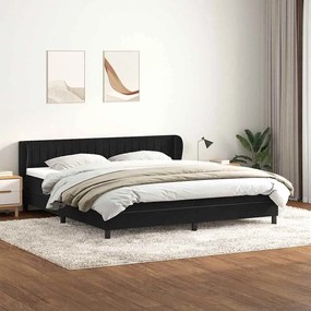 Box Spring Κρεβάτι με στρώματα Μαύρο 200x210 cm Βελούδινο - Μαύρο