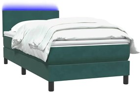 Box Spring κρεβάτι με στρώμα σκούρο πράσινο 90x210εκ. Βελούδινο - Πράσινο