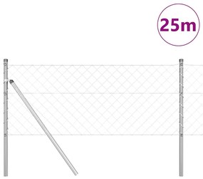 vidaXL Φράκτης από αλυσίδα με στύλους Ασημί 0.8 x 25 m Ατσάλι