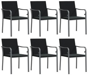 Καρέκλες Κήπου με Μαξιλάρια 6 τεμ Μαύρο 56x59x84 εκ Συνθ. Ρατάν - Μαύρο