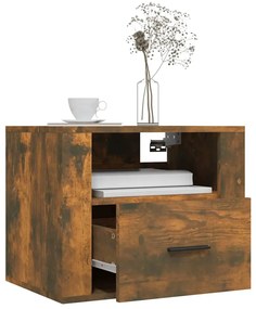 vidaXL Κομοδίνα Επιτοίχια 2 τεμ. Καπνιστή Δρυς 50x36x40 εκ.