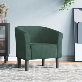 vidaXL Πολυθρόνα Μπάρελ Σκούρο Πράσινο Βελούδινη