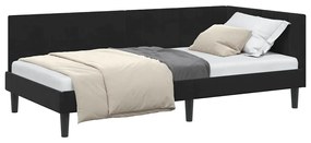 vidaXL Κρεβάτι Γωνίας με κεφαλάρι Μαύρο 90 x 200 cm Βελούδο