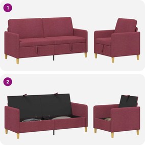 vidaXL Σαλονάκι Σετ Με Αποθηκευτικό Χώρο 2 pcs Κόκκινο Πολυεστέρας