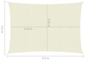 Πανί Σκίασης Κρεμ 2,5 x 3,5 μ. από HDPE 160 γρ./μ²  - Κρεμ