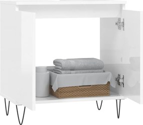 vidaXL Ντουλάπι Μπάνιου Γυαλ. Λευκό 58 x 33 x 60 εκ. από Επεξεργ. Ξύλο