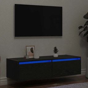 vidaXL Έπιπλο Τηλεόρασης με LED Μαύρη βελανιδιά 100X35,5x25 εκ.