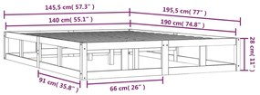 Πλαίσιο Κρεβατιού 140 x 190 εκ. από Μασίφ Ξύλο - Καφέ